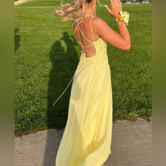 Prom Girl Yellow Prom Dress Backless - Picture 3 of 3